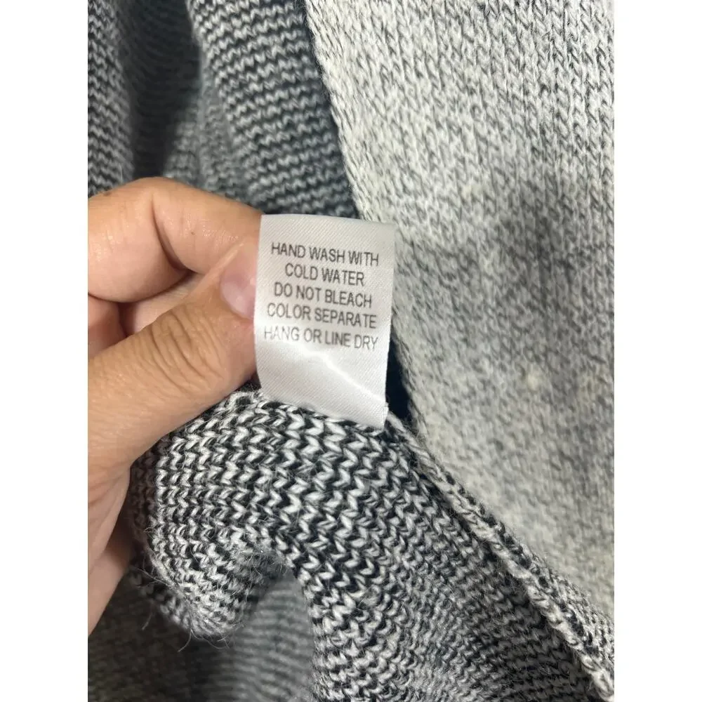Hail3y:23 Cardigan Sweater Medium PETITE Gray Hooded Applique Embroidered Pocket - Picture 12 of 15